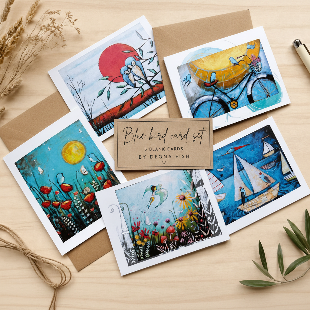 Blue Birds Notecard Set
