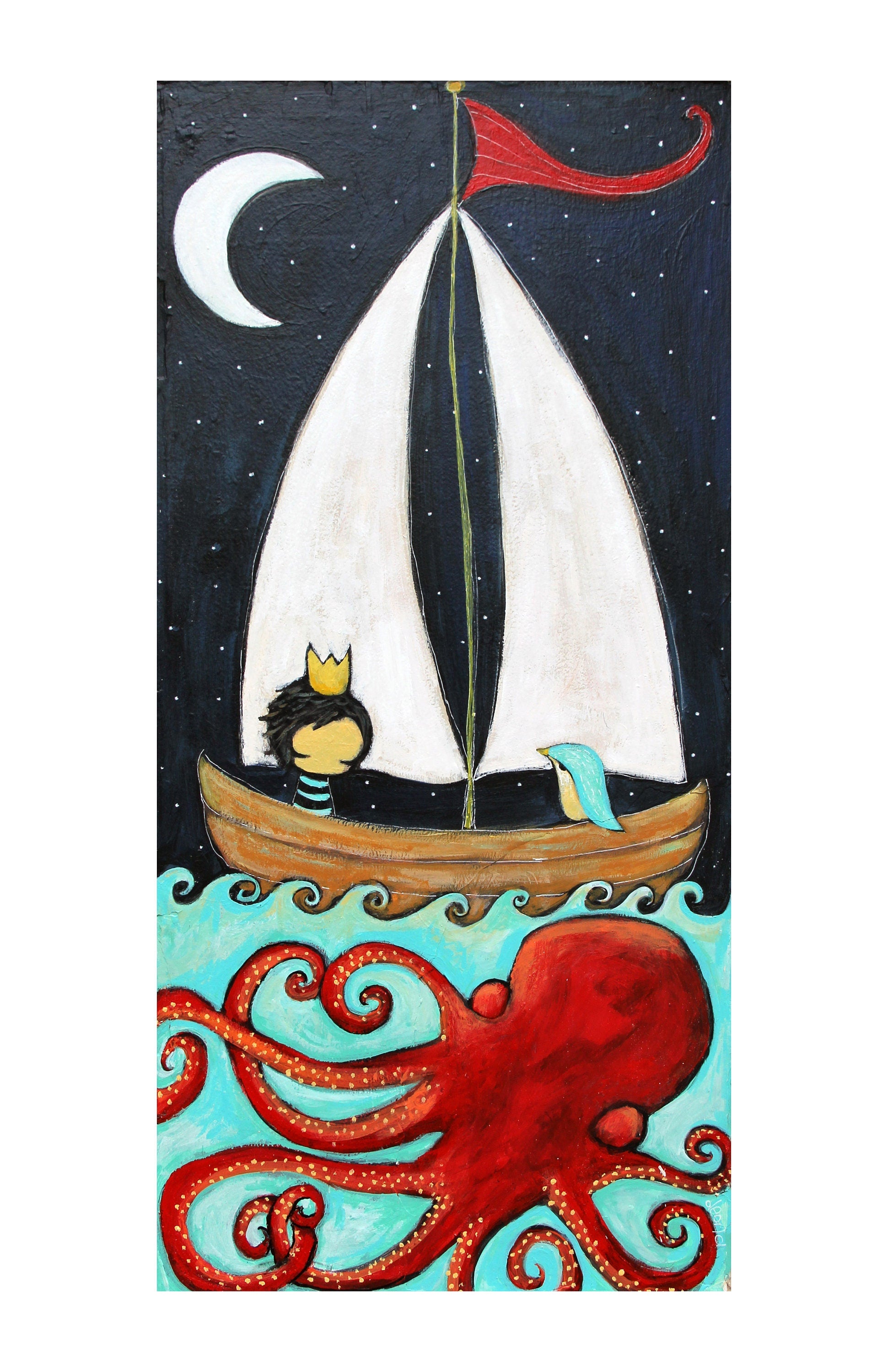 Friends at Sea | Nautical wall art| Sailor prince | ocean themed nursery art