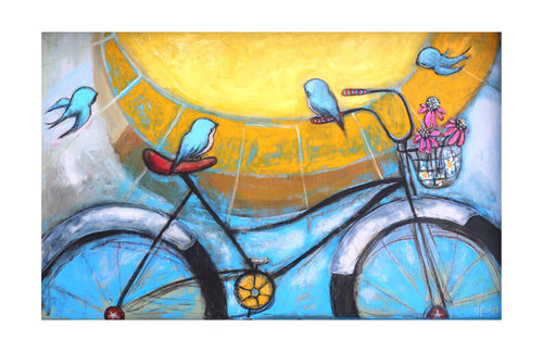 Bicycle and Blue Birds | Wall Art | Deona Fish | print