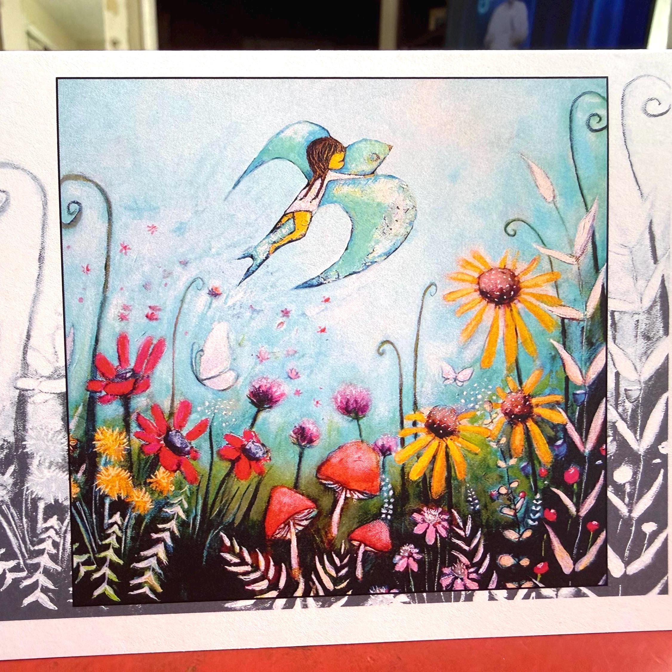 Blue Birds Notecard Set | 5 blank cards with envelopes