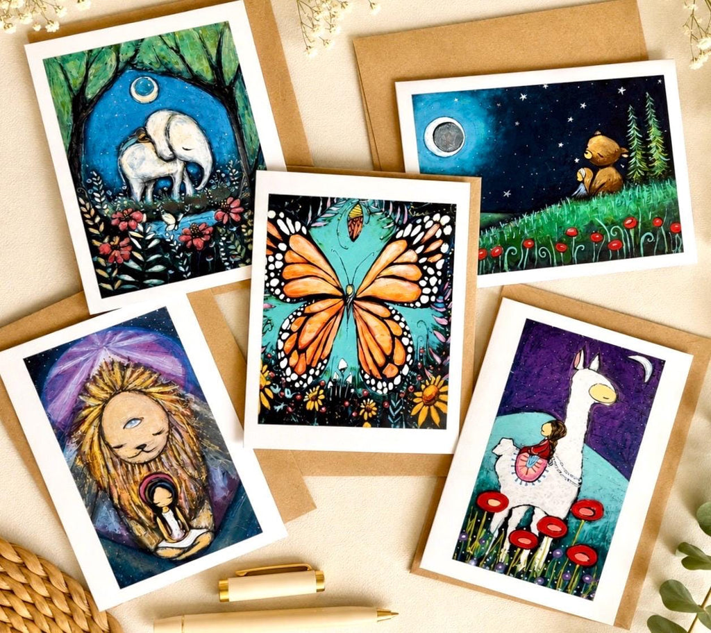Spirit Animal Notecard Set| 5 blank cards with envelopes